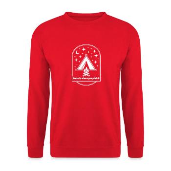 Home Pitch Camp Night Camping Hiking - Unisex Sweatshirt - red - Front - Alina (178cm) & Michal (187cm)