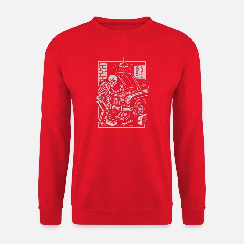 Skeleton Mechanic Under Hood - Unisex Sweatshirt - red