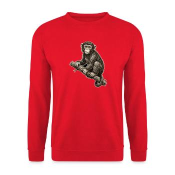 Illustration de singe dans un style vintage - Sweat-shirt Unisexe - rouge - Devant - Alina (178cm) & Michal (187cm)