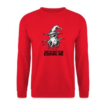 Hexengeister-Oktopus – Lustige, gruselige Halloween-Kunst - Unisex Pullover - Rot - Vorne - Alina (178cm) & Michal (187cm)
