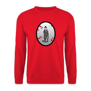 chine_fleurs_transparentes - Unisex Pullover - Rot - Vorne - Alina (178cm) & Michal (187cm)