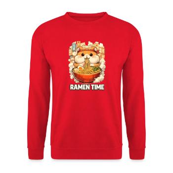 Ramen Hamster  - Unisex Pullover - Rot - Vorne - Alina (178cm) & Michal (187cm)