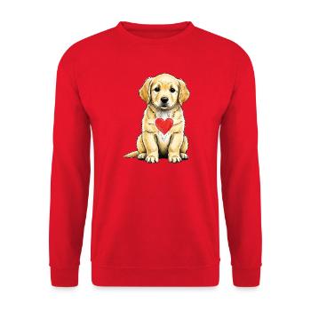 Cuddly Dog with Red Heart - golden retriever - Unisex Sweatshirt - red - Front - Alina (178cm) & Michal (187cm)