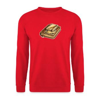 Vintage Reisejournal Notizbuch - Unisex Pullover - Rot - Vorne - Alina (178cm) & Michal (187cm)