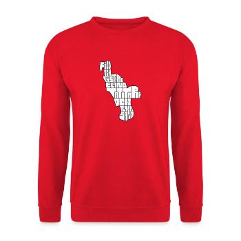 Geboren und aufgewachsen zwischen Tattare und fliegendem Sand - Unisex Pullover - Rot - Vorne - Alina (178cm) & Michal (187cm)
