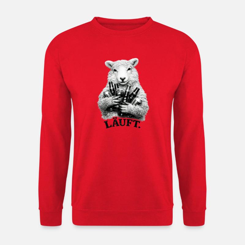 Schaf mit Bierflaschen – Läuft. - Unisex Pullover - Rot