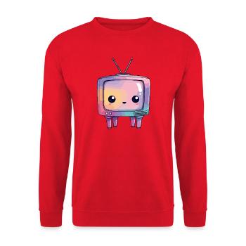 Pastell TV Kawaii Retro - Unisex Pullover - Rot - Vorne - Alina (178cm) & Michal (187cm)