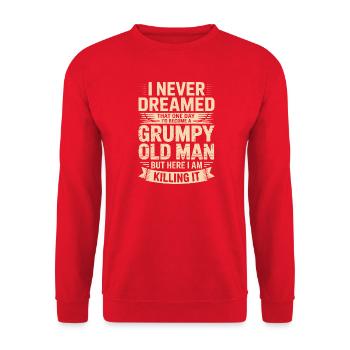 Nie Geträumt: Grantiger Alter Mann - Unisex Pullover - Rot - Vorne - Alina (178cm) & Michal (187cm)