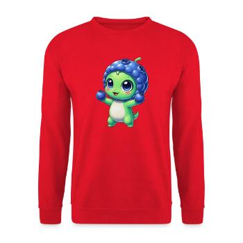 Dessin animé Alien Myrtille Mignon, Baie Extraterrestre - Sweat-shirt Unisexe - rouge - Devant - Alina (178cm) & Michal (187cm)