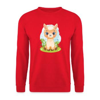 Cuddly alpaca in the sunshine - Unisex Sweatshirt - red - Front - Alina (178cm) & Michal (187cm)