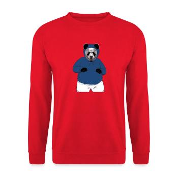Cool Panda Bear Blue Hoodie Urban Streetwear Art - Unisex Pullover - Rot - Vorne - Alina (178cm) & Michal (187cm)