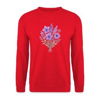 Lavendel Wasserfarben Bouquet - Unisex Pullover - Rot - Vorne - Alina (178cm) & Michal (187cm)