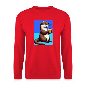 loutre - Sweat-shirt Unisexe - rouge - Devant - Alina (178cm) & Michal (187cm)