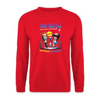 Rap Battle Mikrofon Battle - Unisex Pullover - Rot - Vorne - Alina (178cm) & Michal (187cm)