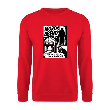 Mordsabend Filme Nein Feierabend - Unisex Pullover - Rot - Vorne - Alina (178cm) & Michal (187cm)