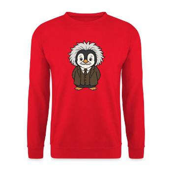 Lustiger Pinguin Physiker Wissenschaft Professor  - Unisex Pullover - Rot - Vorne - Alina (178cm) & Michal (187cm)