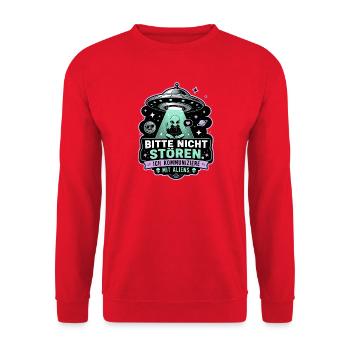 Bitte nicht stören – Alien Edition - Unisex Pullover - Rot - Vorne - Alina (178cm) & Michal (187cm)