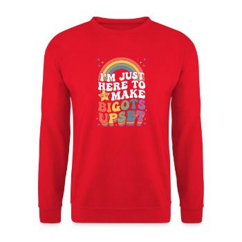 Mois de la fierté LGBTQ - Je suis là pour contrarier les intolérants - Sweat-shirt Unisexe - rouge - Devant - Alina (178cm) & Michal (187cm)