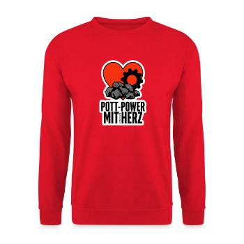 Pott Power mit Herz - Unisex Pullover - Rot - Vorne - Alina (178cm) & Michal (187cm)