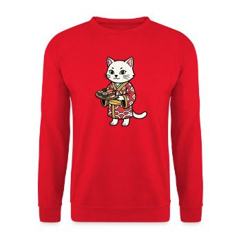 Chat à sushi - Sweat-shirt Unisexe - rouge - Devant - Alina (178cm) & Michal (187cm)