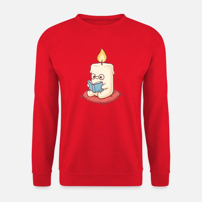 Kerze liest ein Buch - Unisex Pullover - Rot