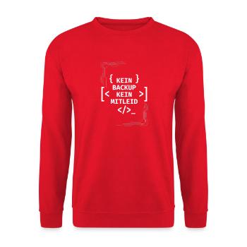 Kein Backup Kein Mitleid Informatiker - Unisex Pullover - Rot - Vorne - Alina (178cm) & Michal (187cm)