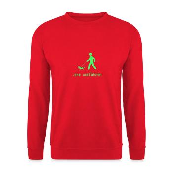 exe ausführen GRÜN - Unisex Pullover - Rot - Vorne - Alina (178cm) & Michal (187cm)