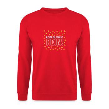 Bevor du fragst: Nein! - Unisex Pullover - Rot - Vorne - Alina (178cm) & Michal (187cm)