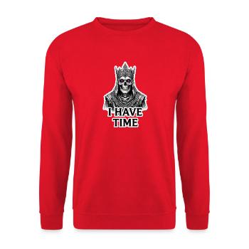 I Have Time - Undead Lich King TTRPG Design - Unisex Sweatshirt - red - Front - Alina (178cm) & Michal (187cm)