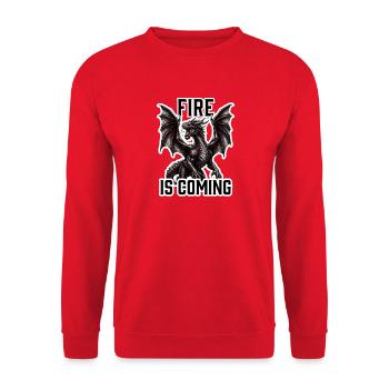 Fire is Coming - Classic Red Dragon Fantasy RPG - Unisex Sweatshirt - red - Front - Alina (178cm) & Michal (187cm)