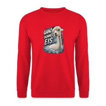 Ganz Dünnes Eis Alpaka - Unisex Pullover - Rot - Vorne - Alina (178cm) & Michal (187cm)