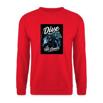 Dive Grenzenlos: Tauchen Entdecken - Unisex Pullover - Rot - Vorne - Alina (178cm) & Michal (187cm)