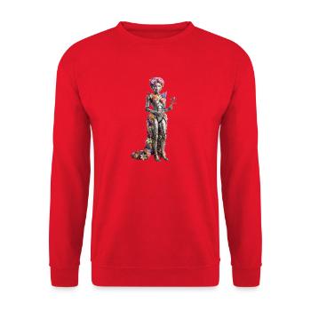 Reine cyborg florale - Sweat-shirt Unisexe - rouge - Devant - Alina (178cm) & Michal (187cm)