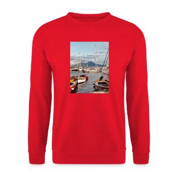 Harbour nautical landscape - Unisex Sweatshirt - red - Front - Alina (178cm) & Michal (187cm)