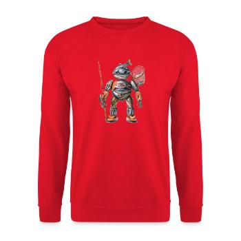 Fishbuilt Mechanobot - Unisex Sweatshirt - red - Front - Alina (178cm) & Michal (187cm)