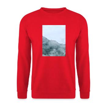 Misty Mountain Fog Landscape - Unisex Sweatshirt - red - Front - Alina (178cm) & Michal (187cm)