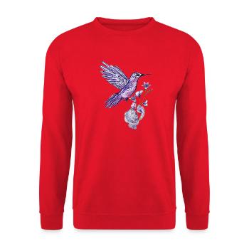 Purple hummingbird with lilac flower - Unisex Sweatshirt - red - Front - Alina (178cm) & Michal (187cm)