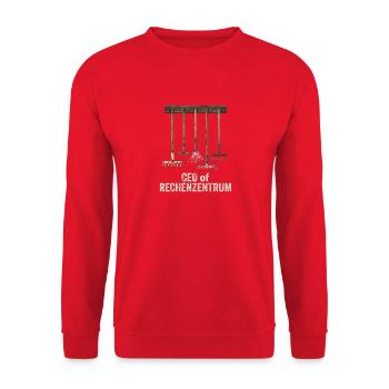 Leiter vom Rechenzentrum Gartenoutfit Gartenarbeit - Unisex Pullover - Rot - Vorne - Alina (178cm) & Michal (187cm)