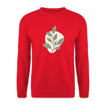 Minimalist Botany Branch Line Art Aesthetics - Unisex Sweatshirt - red - Front - Alina (178cm) & Michal (187cm)