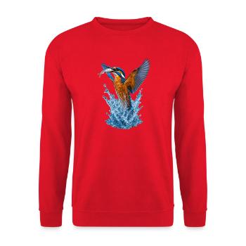 Des martin-pêcheurs sautant par-dessus l’eau - Sweat-shirt Unisexe - rouge - Devant - Alina (178cm) & Michal (187cm)