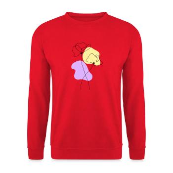 Lineart Poppies Pastel - Unisex Sweatshirt - red - Front - Alina (178cm) & Michal (187cm)