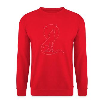 Loup hurlant et pleine lune en une seule ligne - Sweat-shirt Unisexe - rouge - Devant - Alina (178cm) & Michal (187cm)
