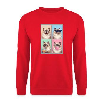 Cats Sacred Birman Cat - Unisex Sweatshirt - red - Front - Alina (178cm) & Michal (187cm)
