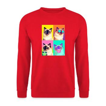 Cats Sacred Birman Cat - Unisex Sweatshirt - red - Front - Alina (178cm) & Michal (187cm)