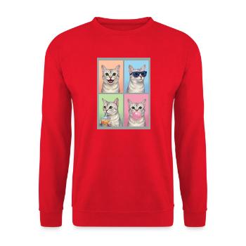 Cats Burmilla Cat - Unisex Sweatshirt - red - Front - Alina (178cm) & Michal (187cm)