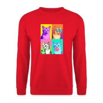 Chats Burmilla Chat - Sweat-shirt Unisexe - rouge - Devant - Alina (178cm) & Michal (187cm)