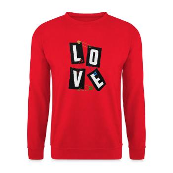 Liebes-Tags: Fettgedruckte Typografie - Unisex Pullover - Rot - Vorne - Alina (178cm) & Michal (187cm)