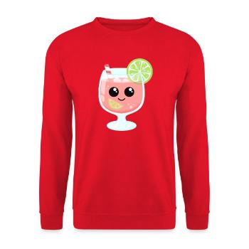 Rosa Sommergetränk mit Limette im Aperitif Glas - Unisex Pullover - Rot - Vorne - Alina (178cm) & Michal (187cm)
