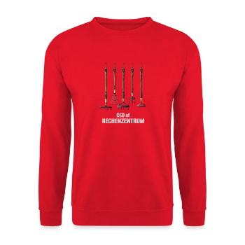 CEO of Rechenzentrum - Unisex Pullover - Rot - Vorne - Alina (178cm) & Michal (187cm)