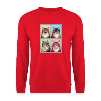 Katzen Norwegische Waldkatze Katze - Unisex Pullover - Rot - Vorne - Alina (178cm) & Michal (187cm)